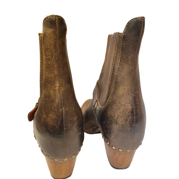 women's dansko sz 39 chunky wood heel clog ankle bootie suede leather distressed - Picture 6 of 9